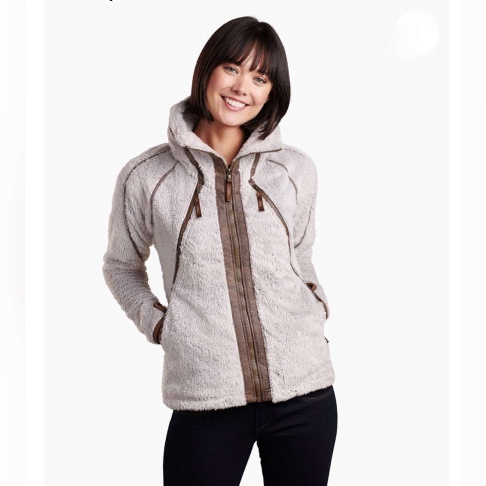 Kuhl Women's Flight Jacket in Stone with Brown Accents - Small